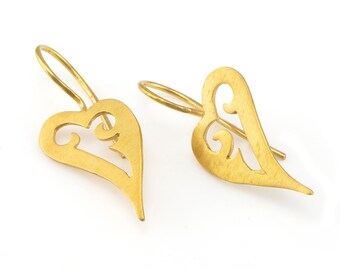 Statement Earrings Gold, Dangle Earrings for Women, Leaf Earrings Gold, 14k gold plated Silver Earrings, Unique Elegant Earrings Gift.