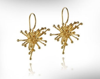 Abstract Gold Plated Earrings, Sterling Silver Jewelry, Dangle Drop Earrings, Avant Garde Jewelry, Gifts for Her Earrings