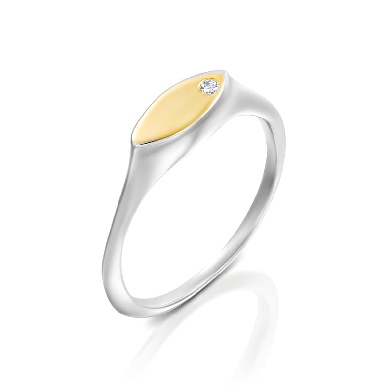 Pinky Ring Women 22k Solid Gold and Silver Pinky Gemstone Women Signet Ring Personalized Ring Gift Pinky Promise Ring