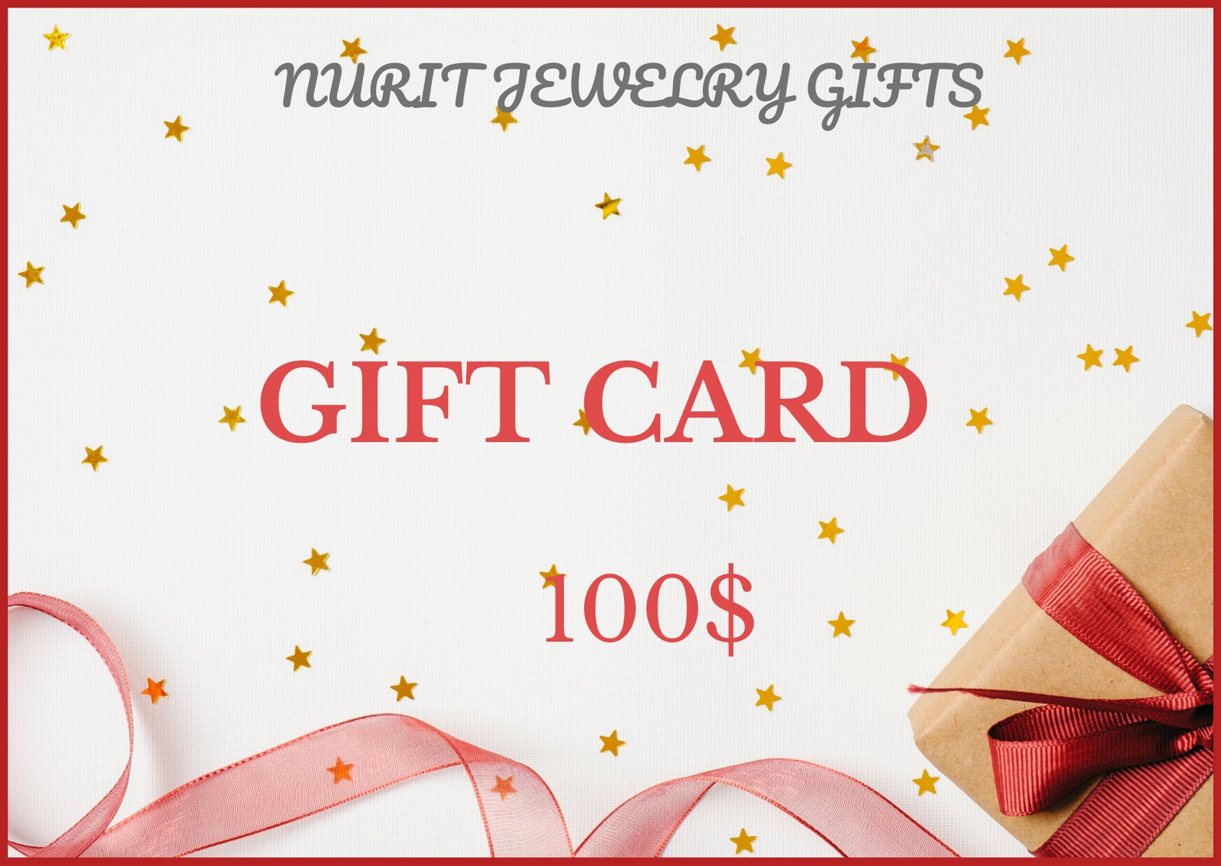 Electronic Gift Certificate USD 100 Gift Ecard for Nurit Etsy Australia
