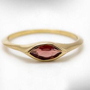 Red Tourmaline Ring, Gemstone Ring for Women, Delicate Gold Stacking Ring, Solitaire Tourmaline Gemstone, Dainty Gemstone Ring for Her.