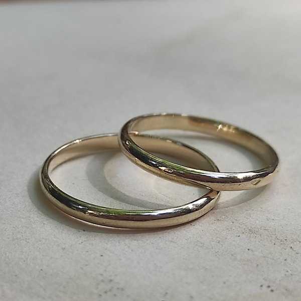 Gold Wedding simple rings set