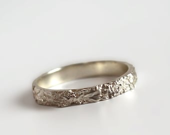 Melted texture silver ring, Silver band
