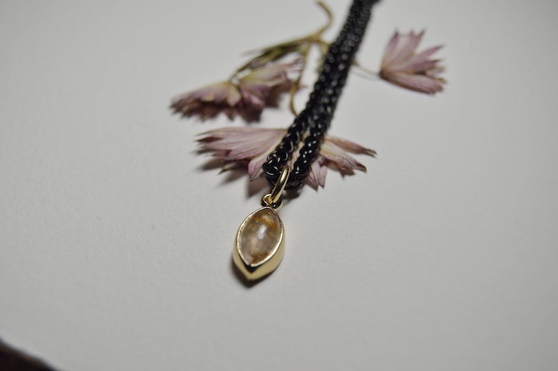 Personalized unisex jewelry with natural stones Gold rutiled quartz Necklace