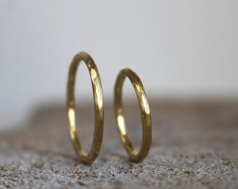 Gold wedding rings set, Couple rings in 18K gold