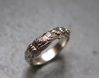 Silver textured ring, Unusual Sterling silver ring, Wedding rings band for him and for her