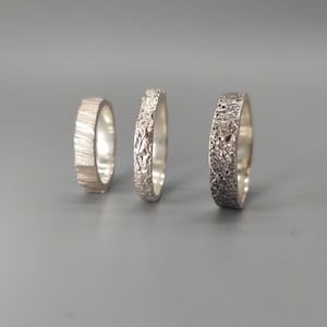 Textured Mens Silver Ring, Modern Brutalist Unique Industrial Design