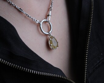 Rutiled quartz pendant and gold necklace