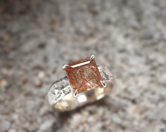 Bague en argent quartz rutiled pour femme