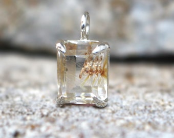 Rutile quartz pendant with silver chain