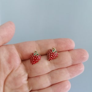 Beautiful Strawberry earrings, strawberry studs, elegant studs, unique gift, minimalist earrings, strawberry jewellery, strawberry earrings