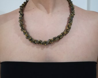 Bronze and Brown Beaded Necklace, beaded necklace, bronze necklace, long necklace, boho necklace, boho style, handmade jewellery, brown