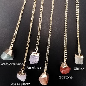 Rohedelsteinkette, Heilsteinkette, Kristallkette, Natursteinkette, eingetauchtes Goldrohkristallkette, Amethyst, Citrinstein