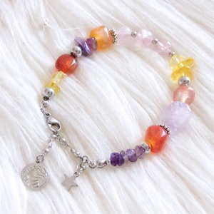 Golden boho beaded bracelet with crystals, sun and moon and star celestial bracelet, stainless steel no tarnish Day and Night bracelet