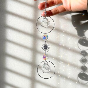 Suncatcher decor, Sun catcher crystal wall hanging, Mini suncatcher crystal mobile, Aesthetic boho room decor, Car charm  silver or gold