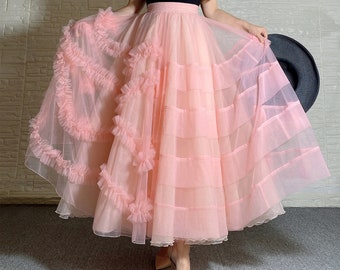 Elegant Floor Length Tulle Skirt: Wedding Party Maxi Skirt