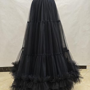 Black Layered Tulle Skirt: Romantic Ruffled Evening Waltz Skirt