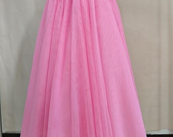 Pink Tulle Skirt: A-Line Layered Evening Skirt