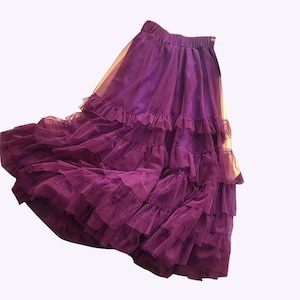 Ruffled Fairy tulle skirt,Full flowy long skirt,Women A-line Elastic High waist skirt,Pleated splicing Tulle midi skirt,Custom tulle skirt