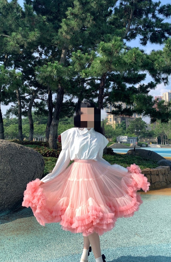 Spring and Autumn A-line Skirt,plus Size Tulle Mesh Skirt