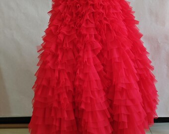 Ruffled Tulle Skirt, Handmade A-Line Soft Fluffy Party Skirt Women children,Custom made