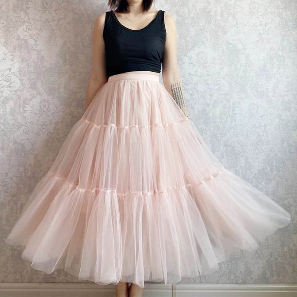 Classic Tulle Skirts, A-Line Stretch High Waist Skirts for Women,Oversized Puffy Princess Dresses,Fashion Party Dresses,Custom Tulle Skirts