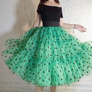 Hepburn Tutu, Vintage Polka Dot Organza Skirt, Swing Skirt, Evening Dress, Little Dress Skirt, Custom Tulle Skirt