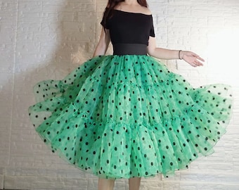 Hepburn Tutu, Vintage Polka Dot Organza Rock, Swing Rock, Abendkleid, kleines Kleid Rock, Custom Tüllrock