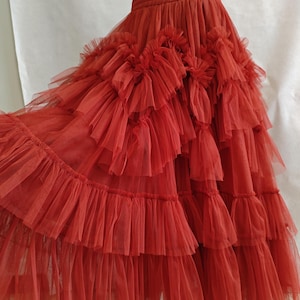 Gekräuselter Fairy Tüllrock, fließender langer Rock, Damen A-Linie, elastischer Rock mit hoher Taille, Plissee-Spleißen Tüll-Midirock, kundenspezifischer Tüllrock