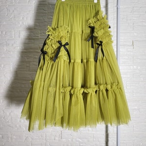 Green soft Bow Pocket tulle Skirt,Versatile Fairy A-Line Tulle Skirt,Adult bride tulle skirt,Photo shoot tulle skirt,Mother&#39;s Day gift
