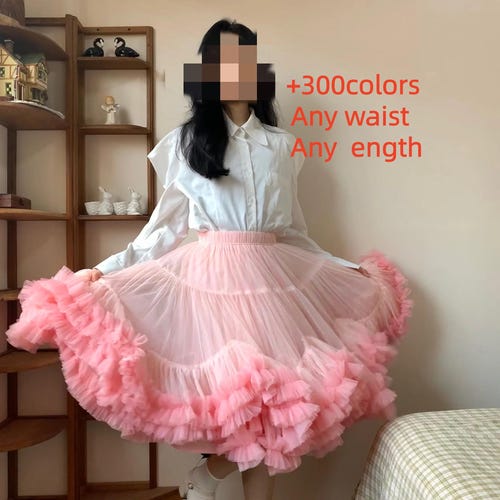 Tule rok in kwallenkostuum, tule rok in mix & match kleuren, gelaagde pluizige midi-rok voor dames, rok met elastische taille voor fotoshoots en bruiloftsgasten