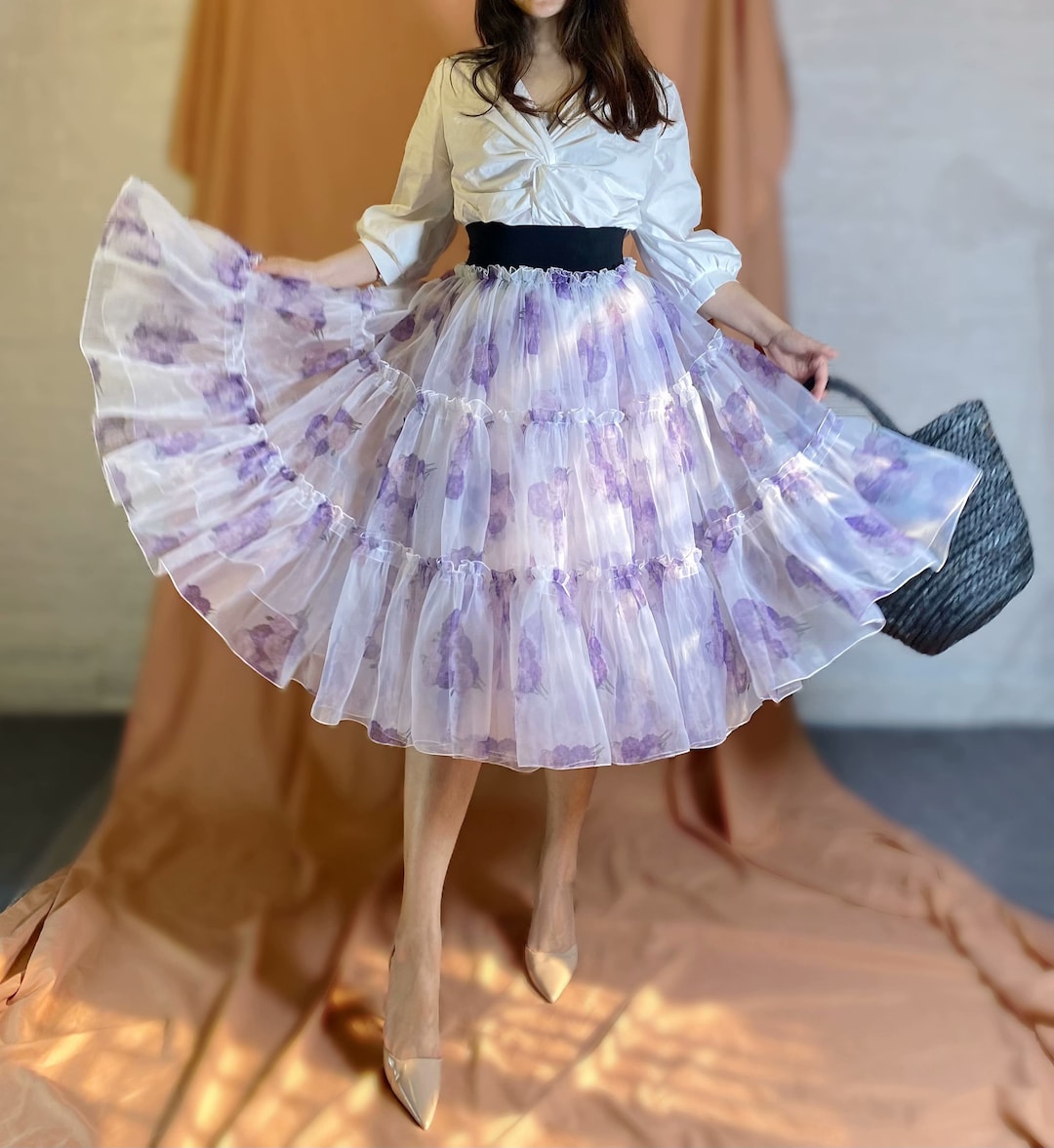 Purple floral skirt with crop top