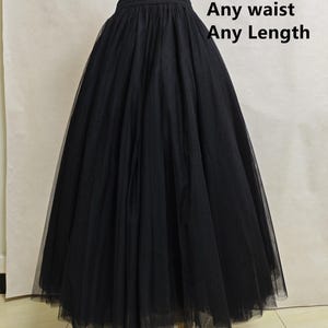 Black Maxi Tulle Skirt for Women, Voluminous A‑Line Long Tutu Skirt,Formal Evening Skirt,Bridesmaid Photo Shoot Party Skirt,Customized skirt