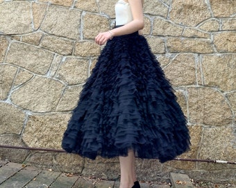 Ruffled Tulle Skirt: Custom Layered Frills, Any Color & Size