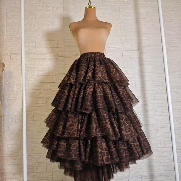 Ruffled Tulle Skirt: Irregular High-Low Cake Skirt with Train
