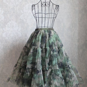 Romantischer geschichteter langer Tüllrock,Camo Tüllrock,Gradient-Mesh-Rock,Handgefertigter Rock,Tüllrock mit Rüschen,Tüllrock nach Maß