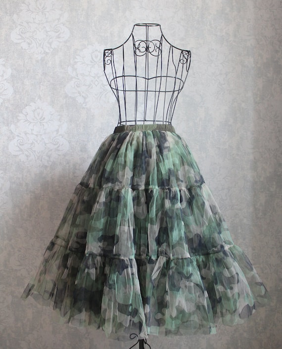 Romantic Layered Tulle Long Skirt camo Tulle Skirt gradient Mesh