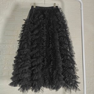 Witte tule rok met gegolfde sprookjes, volledig vloeiende lange rok, gezwollen rok, prinsessenrok, gelaagde tule rok, meisjes tule rok, aangepaste tule rok