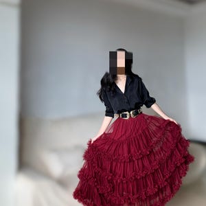 Tiered Ruffled Tulle Skirt: Elastic High Waist, Custom Fairy Skirt
