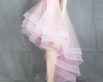 Matching dress tulle skirt, Long front short back long mesh hem skirt, Irregular tulle skirt, Custom tulle skirt