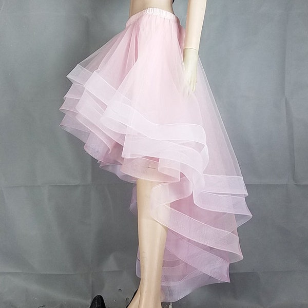 Matching dress tulle skirt, Long front short back long mesh hem skirt, Irregular tulle skirt, Custom tulle skirt