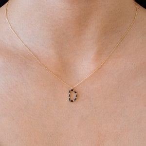 Monograma D, alfabeto, collar inicial, collar de letras 925 oro de plata de ley /ROSEGOLD / plata chapada con zirconia cúbica negra