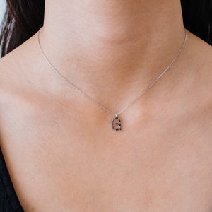 Monogram G, Alphabet, Initial Necklace, Letter Necklace 925 Sterling Silver GOLD /ROSEGOLD / SILVER plated with black cubic zirconia image 7