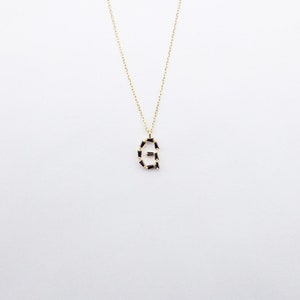 Monogram G, Alphabet, Initial Necklace, Letter Necklace 925 Sterling Silver GOLD /ROSEGOLD / SILVER plated with black cubic zirconia Gold
