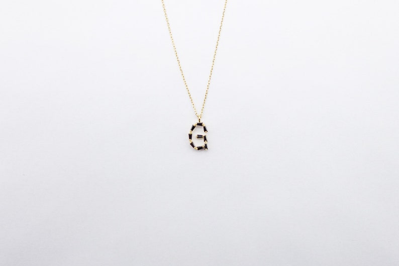 Monogram G, Alphabet, Initial Necklace, Letter Necklace 925 Sterling Silver GOLD /ROSEGOLD / SILVER plated with black cubic zirconia Gold