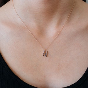 Monogram N, Alphabet, Initial Necklace, Letter Necklace 925 Sterling Silver GOLD /ROSEGOLD / SILVER plated with black cubic zirconia image 4