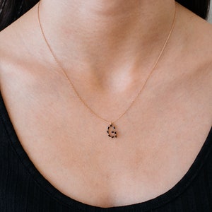 Monogram G, Alphabet, Initial Necklace, Letter Necklace 925 Sterling Silver GOLD /ROSEGOLD / SILVER plated with black cubic zirconia image 4