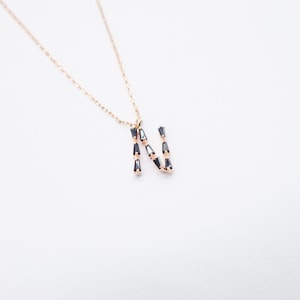 Monogram N, Alphabet, Initial Necklace, Letter Necklace 925 Sterling Silver GOLD /ROSEGOLD / SILVER plated with black cubic zirconia image 6