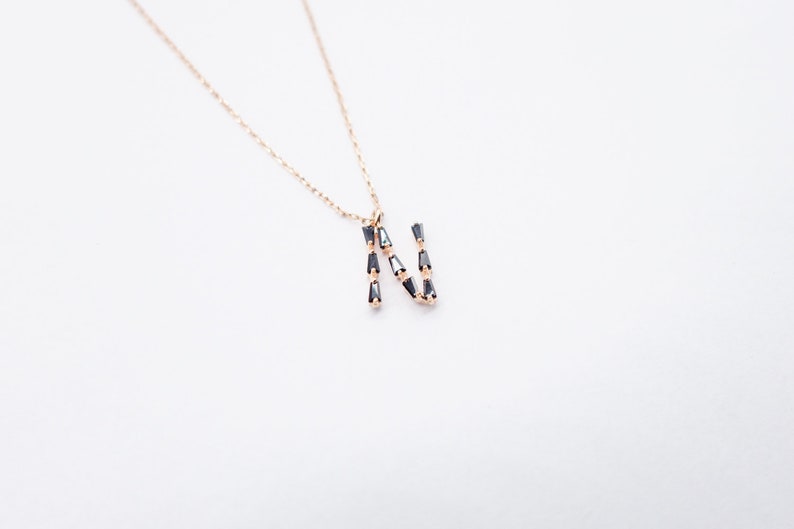 Monogram N, Alphabet, Initial Necklace, Letter Necklace 925 Sterling Silver GOLD /ROSEGOLD / SILVER plated with black cubic zirconia image 6