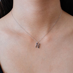 Monogram N, Alphabet, Initial Necklace, Letter Necklace 925 Sterling Silver GOLD /ROSEGOLD / SILVER plated with black cubic zirconia image 7